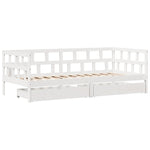 Daybed with Drawers without Mattress White 80x200 cm Solid Wood - Bargainia.com - 