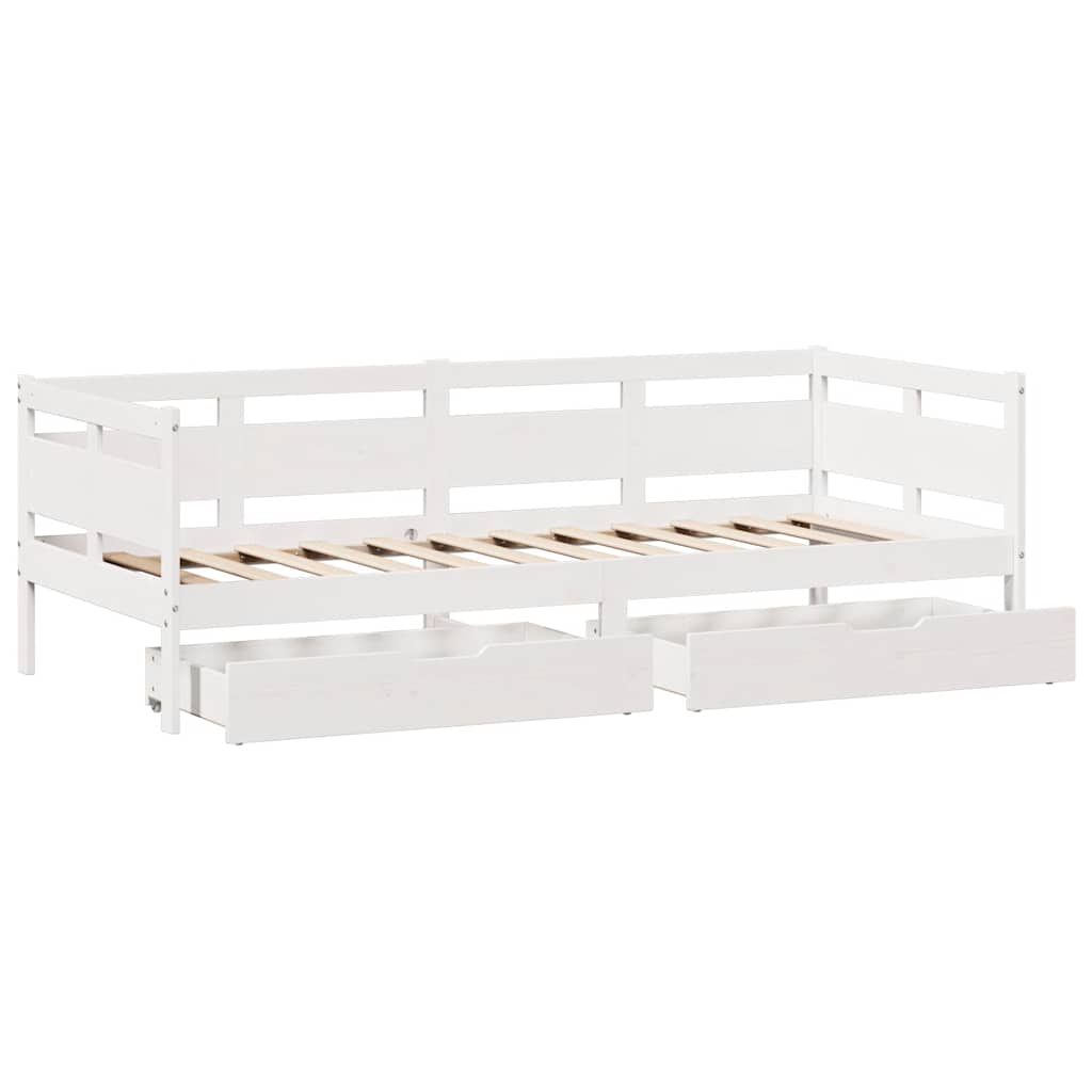 Daybed with Drawers without Mattress White 80x200 cm Solid Wood - Bargainia.com - 