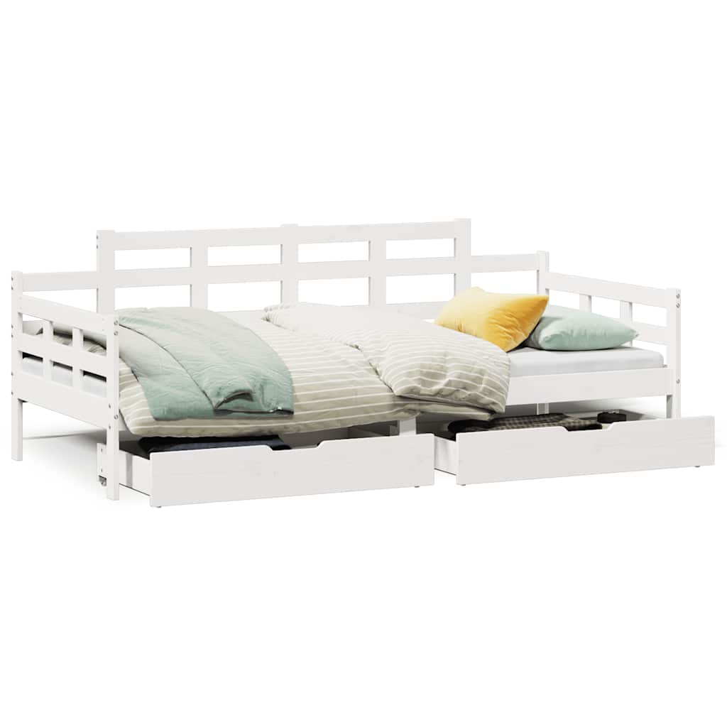 Daybed with Drawers without Mattress White 80x200 cm Solid Wood - Bargainia.com - 