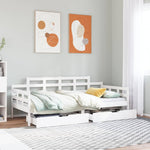 Daybed with Drawers without Mattress White 80x200 cm Solid Wood - Bargainia.com - 