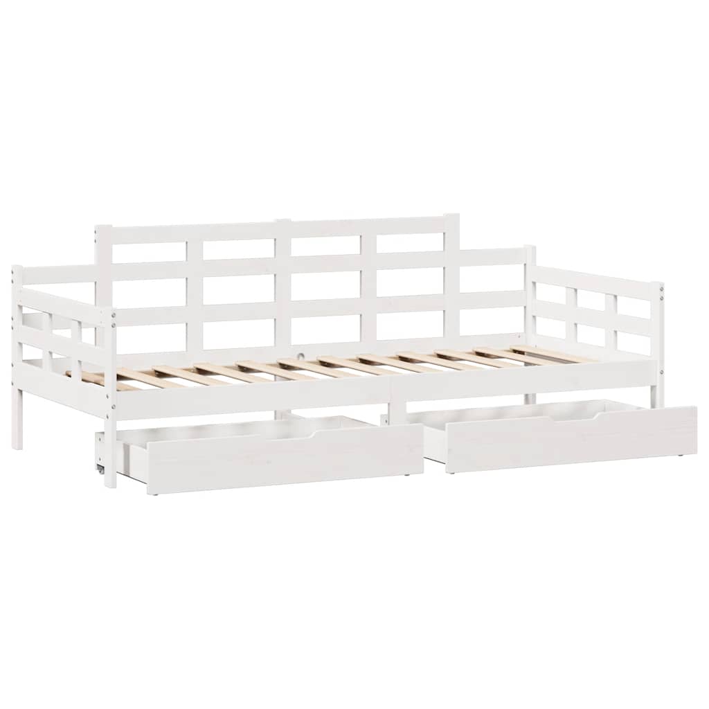 Daybed with Drawers without Mattress White 80x200 cm Solid Wood - Bargainia.com - 