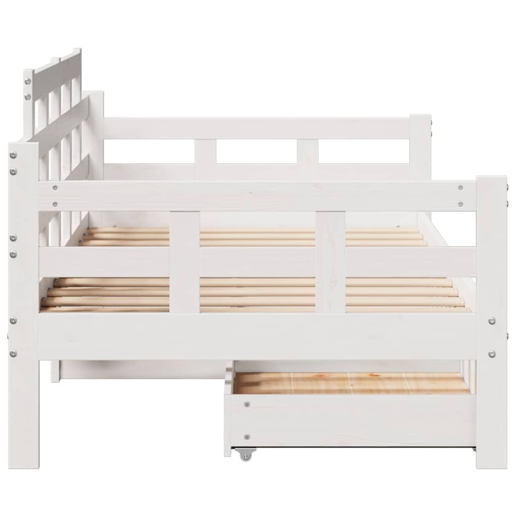 Daybed with Drawers without Mattress White 80x200 cm Solid Wood - Bargainia.com - 
