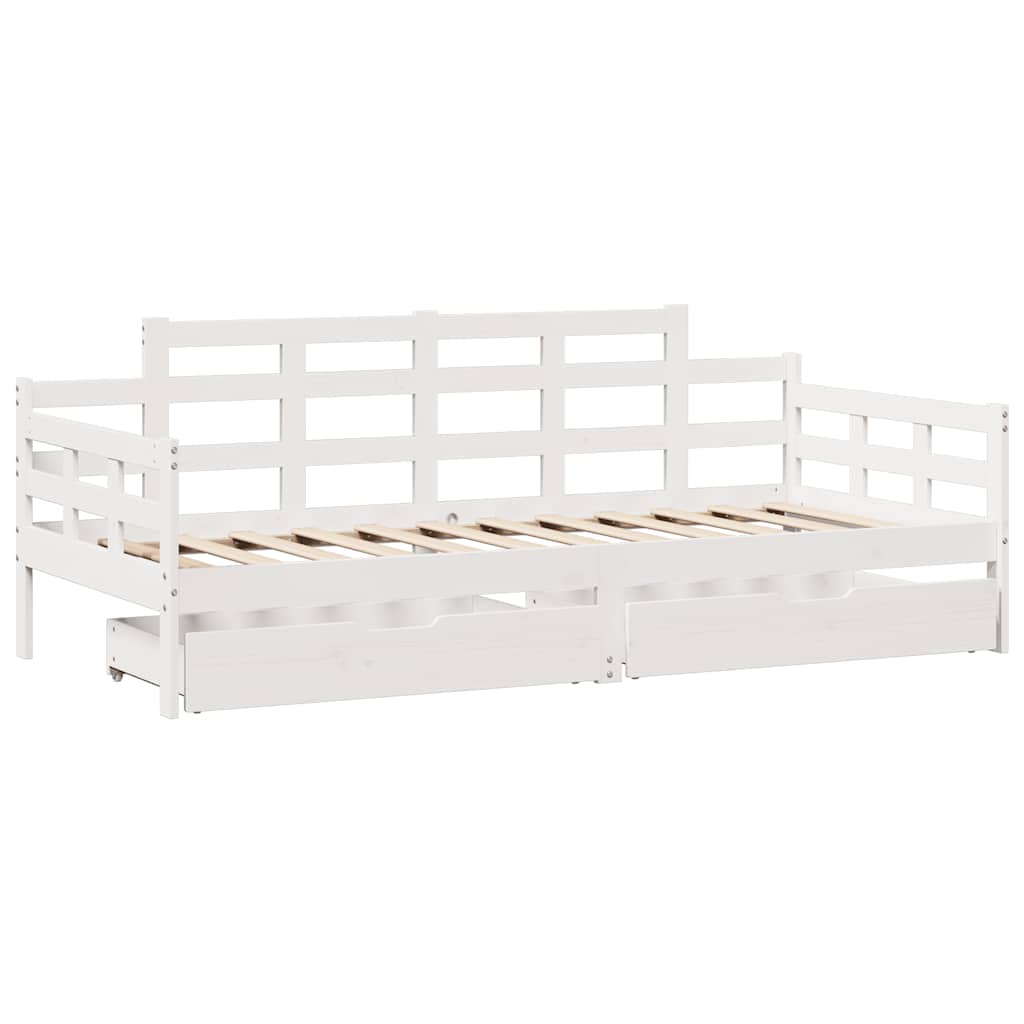 Daybed with Drawers without Mattress White 80x200 cm Solid Wood - Bargainia.com - 