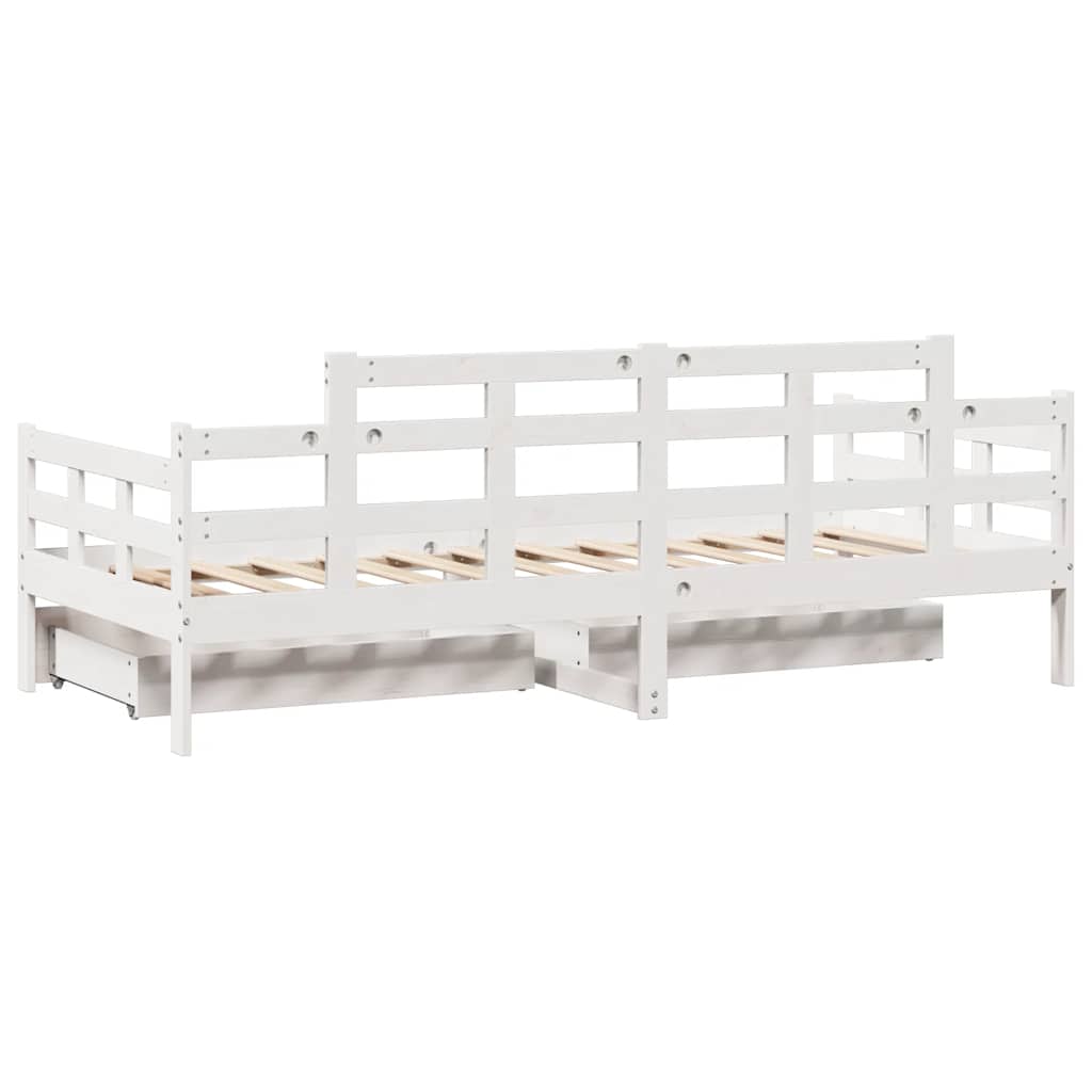 Daybed with Drawers without Mattress White 80x200 cm Solid Wood - Bargainia.com - 