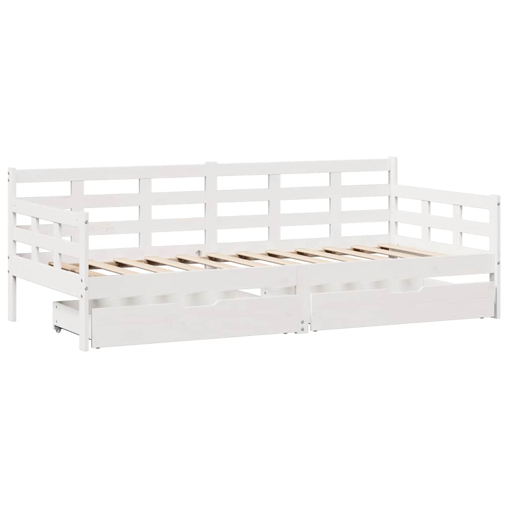 Daybed with Drawers without Mattress White 80x200 cm Solid Wood - Bargainia.com - 