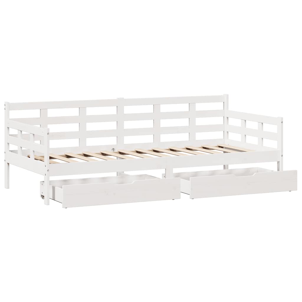 Daybed with Drawers without Mattress White 80x200 cm Solid Wood - Bargainia.com - 