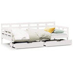 Daybed with Drawers without Mattress White 80x200 cm Solid Wood - Bargainia.com - 
