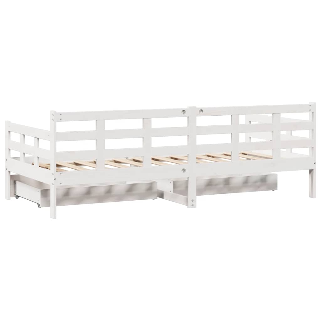 Daybed with Drawers without Mattress White 80x200 cm Solid Wood - Bargainia.com - 