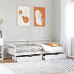 Daybed with Drawers without Mattress White 90x190 cm Single Solid Wood - Bargainia.com - 