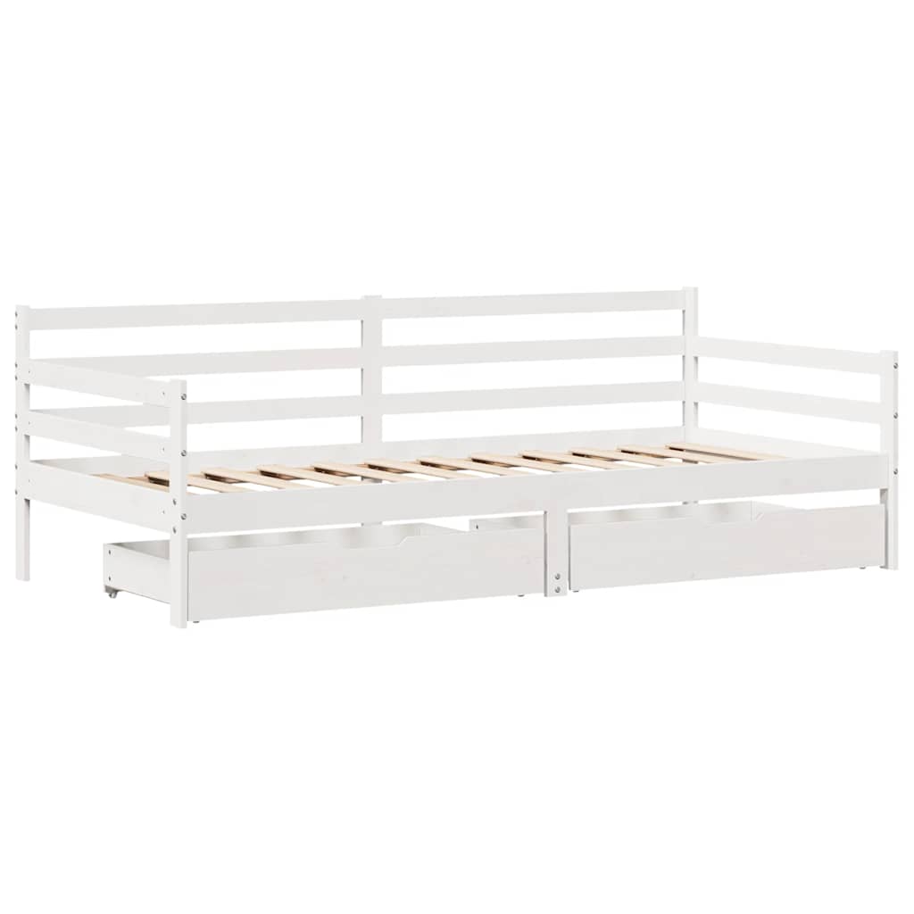 Daybed with Drawers without Mattress White 90x190 cm Single Solid Wood - Bargainia.com - 