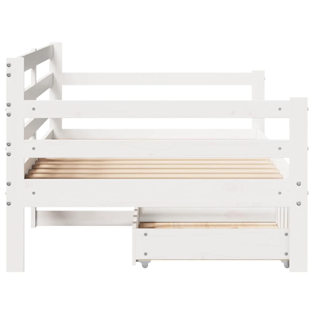 Daybed with Drawers without Mattress White 90x190 cm Single Solid Wood - Bargainia.com - 