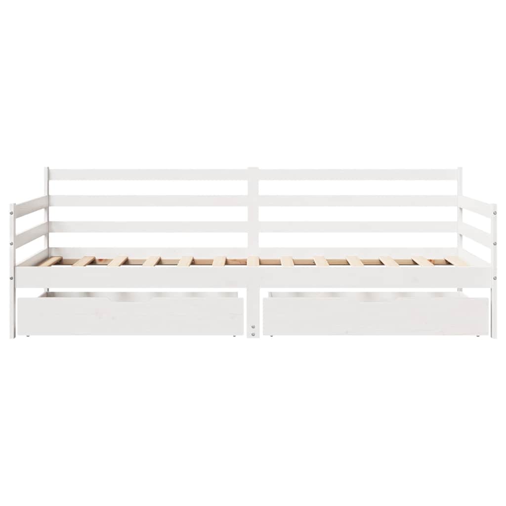 Daybed with Drawers without Mattress White 90x190 cm Single Solid Wood - Bargainia.com - 