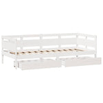 Daybed with Drawers without Mattress White 90x190 cm Single Solid Wood - Bargainia.com - 