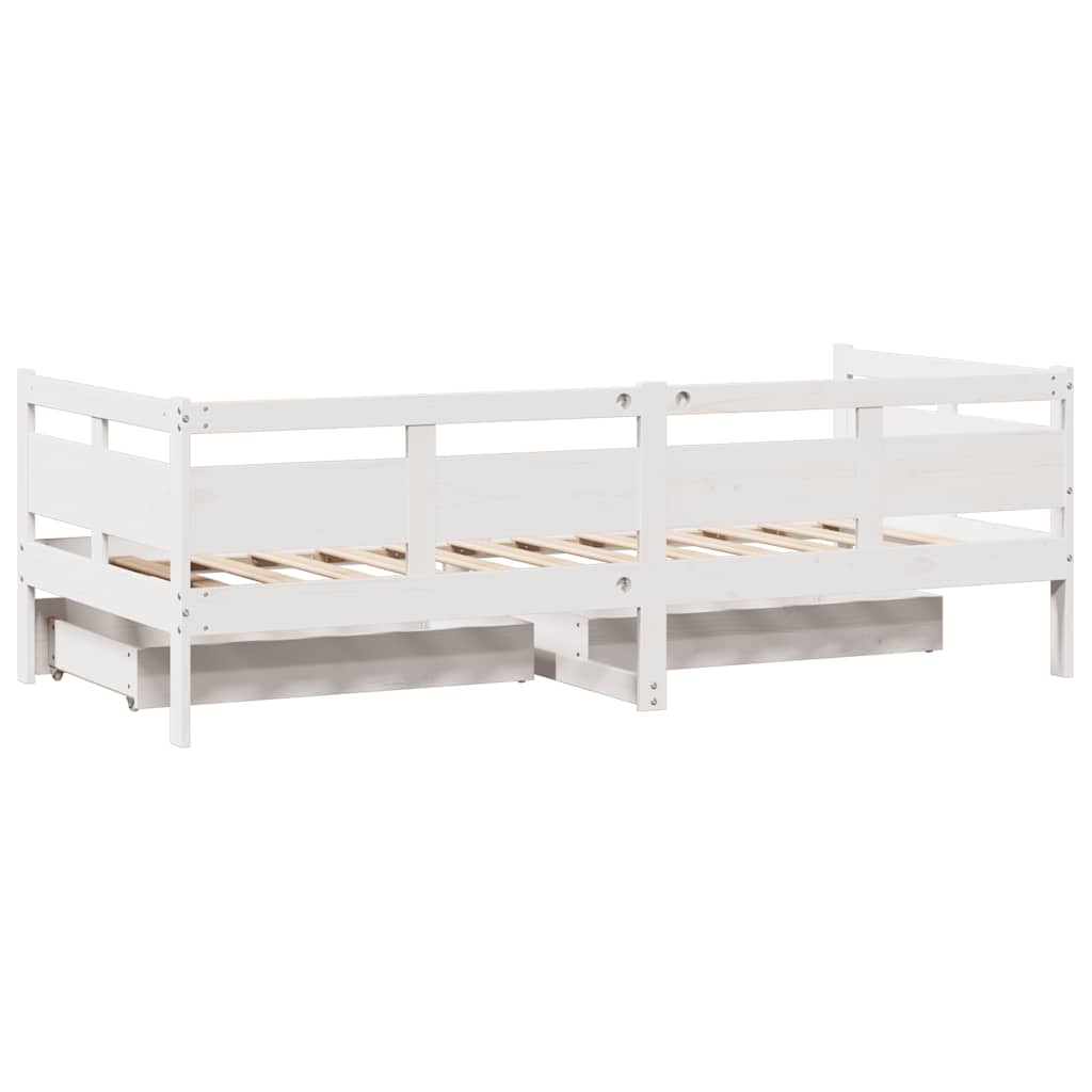Daybed with Drawers without Mattress White 90x190 cm Single Solid Wood - Bargainia.com - 