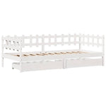 Daybed with Drawers without Mattress White 90x190 cm Single Solid Wood - Bargainia.com - 
