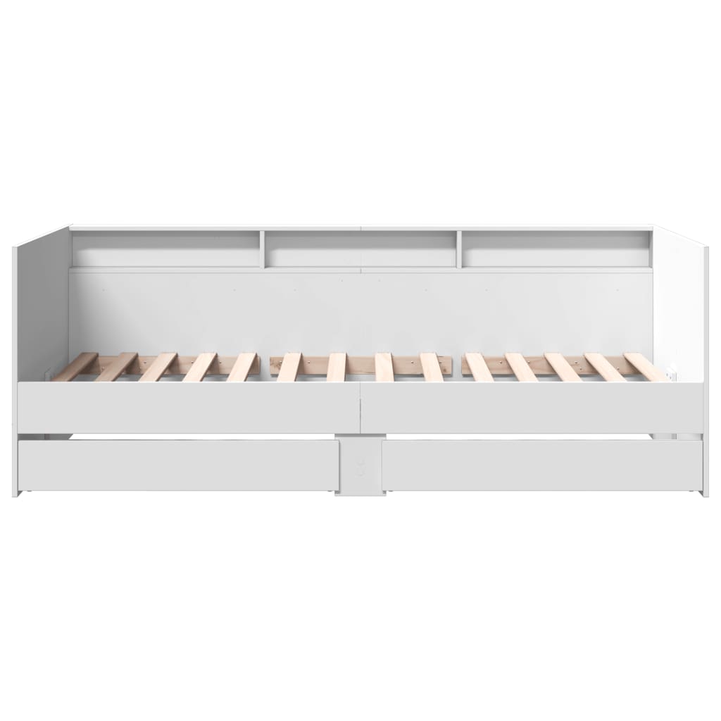 Daybed with Drawers without Mattress White 90x200 cm - Bargainia.com - 