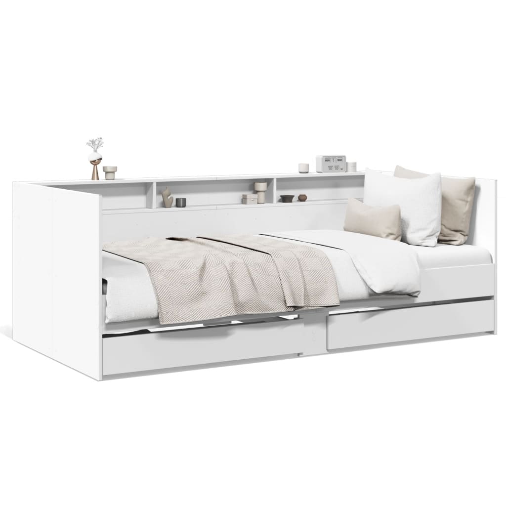 Daybed with Drawers without Mattress White 90x200 cm - Bargainia.com - 