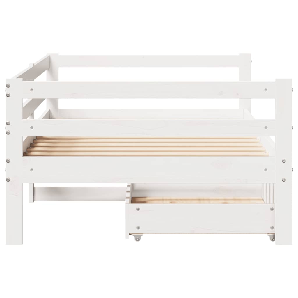 Daybed with Drawers without Mattress White 90x200 cm Solid Wood - Bargainia.com - 