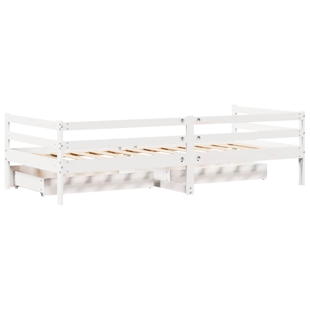 Daybed with Drawers without Mattress White 90x200 cm Solid Wood - Bargainia.com - 