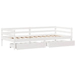 Daybed with Drawers without Mattress White 90x200 cm Solid Wood - Bargainia.com - 