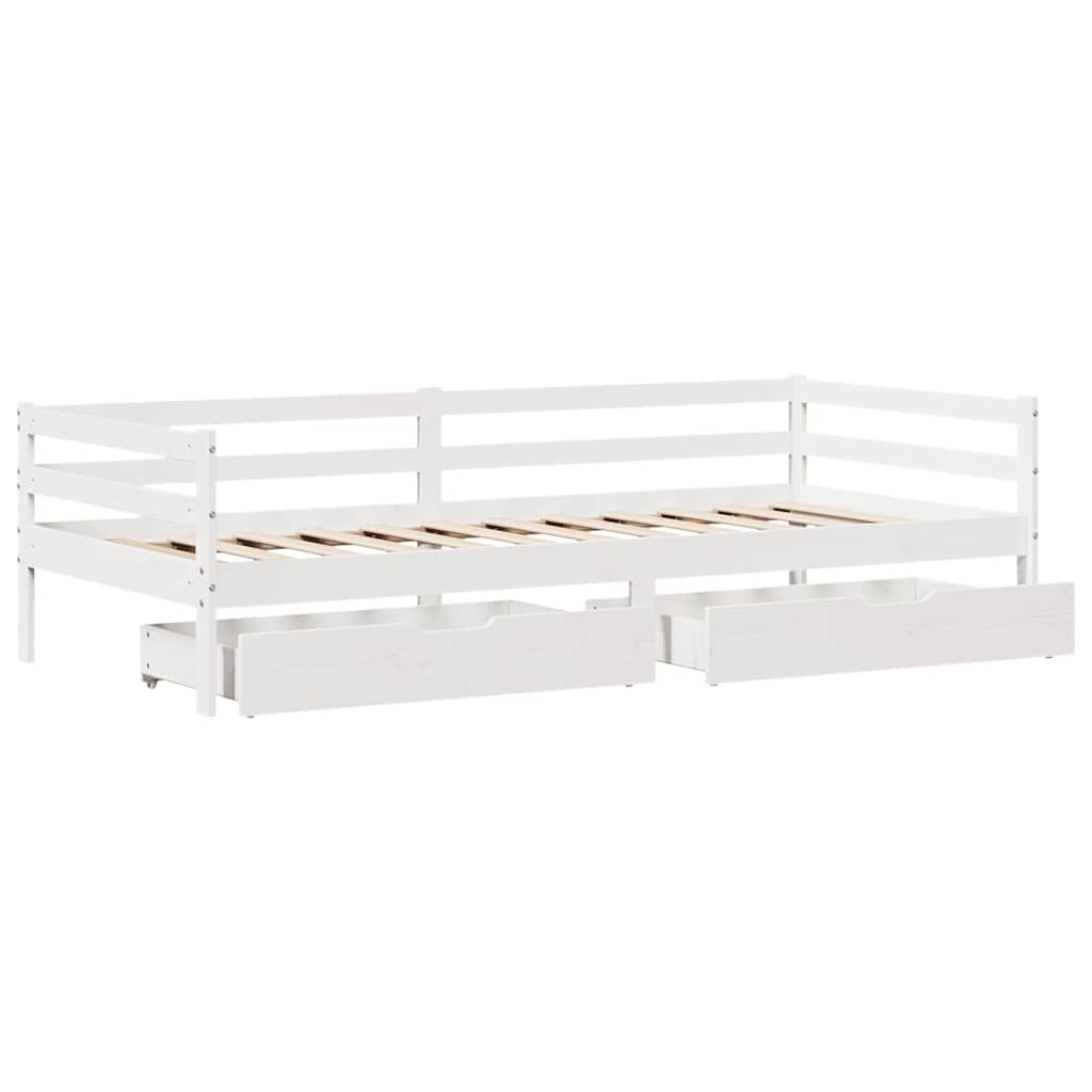 Daybed with Drawers without Mattress White 90x200 cm Solid Wood - Bargainia.com - 