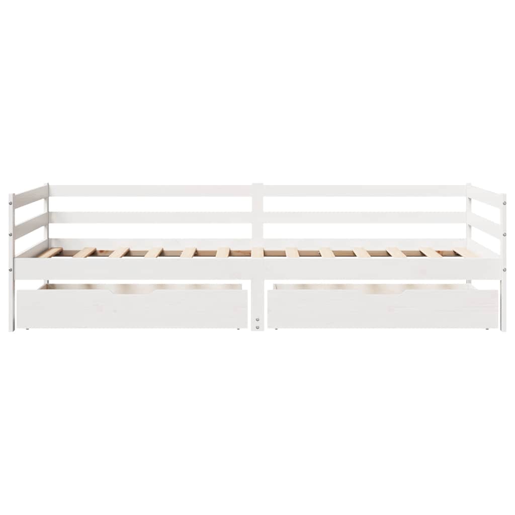 Daybed with Drawers without Mattress White 90x200 cm Solid Wood - Bargainia.com - 