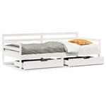 Daybed with Drawers without Mattress White 90x200 cm Solid Wood - Bargainia.com - 