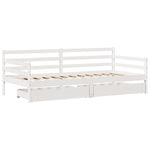 Daybed with Drawers without Mattress White 90x200 cm Solid Wood - Bargainia.com - 