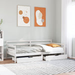 Daybed with Drawers without Mattress White 90x200 cm Solid Wood - Bargainia.com - 