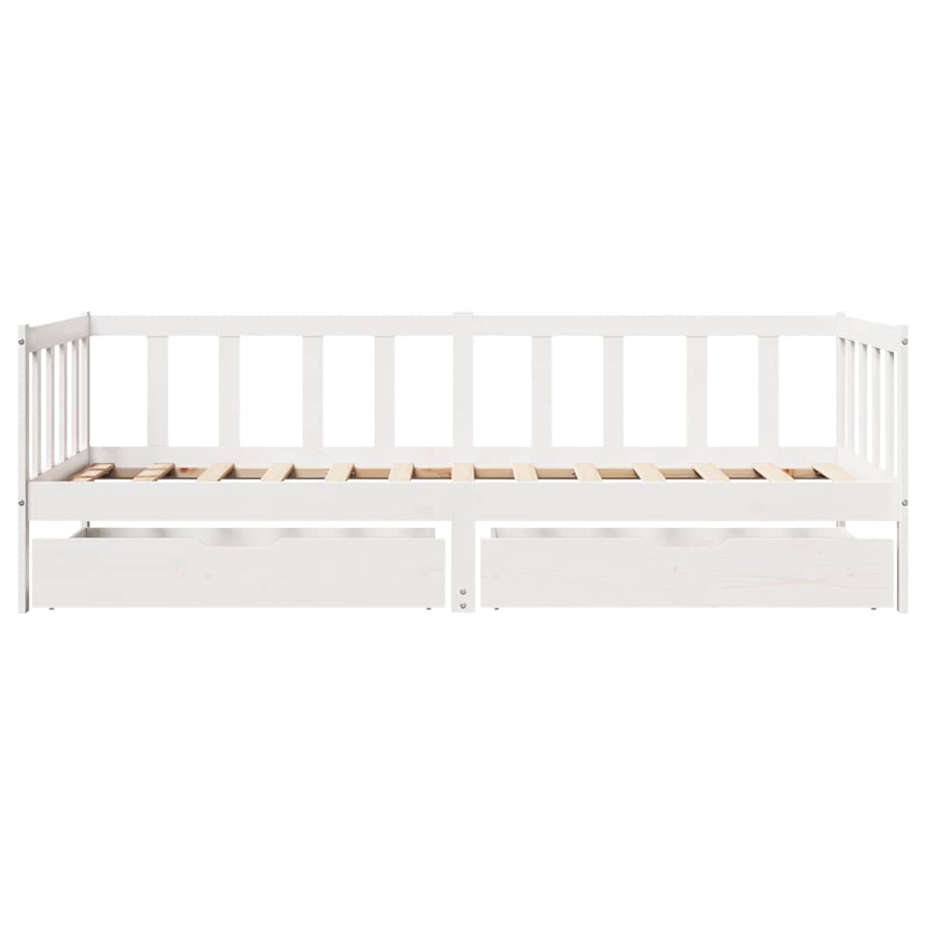 Daybed with Drawers without Mattress White 90x200 cm Solid Wood - Bargainia.com - 