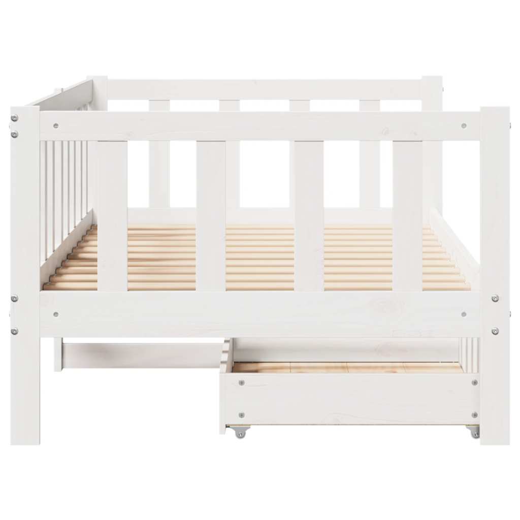 Daybed with Drawers without Mattress White 90x200 cm Solid Wood - Bargainia.com - 