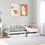 Daybed with Drawers without Mattress White 90x200 cm Solid Wood - Bargainia.com - 