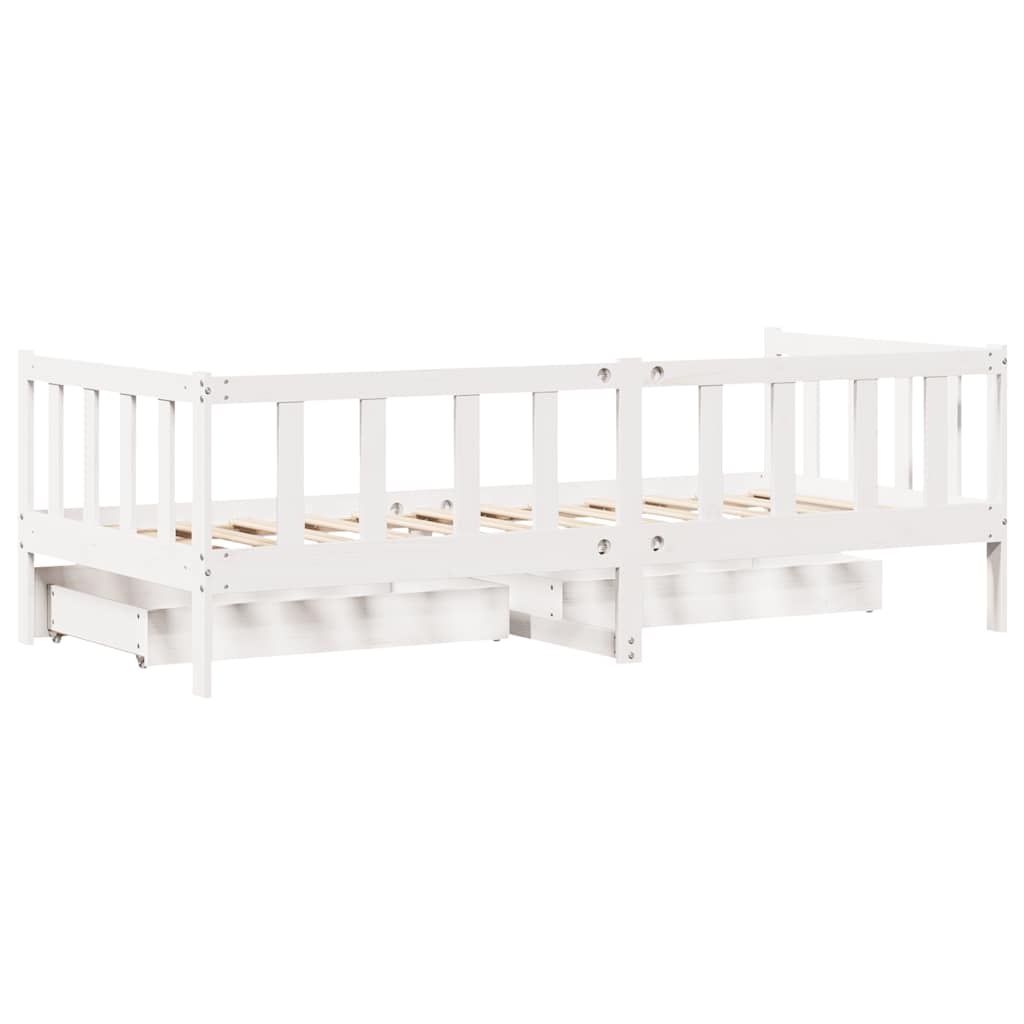 Daybed with Drawers without Mattress White 90x200 cm Solid Wood - Bargainia.com - 