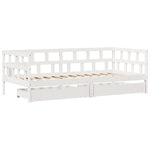 Daybed with Drawers without Mattress White 90x200 cm Solid Wood - Bargainia.com - 