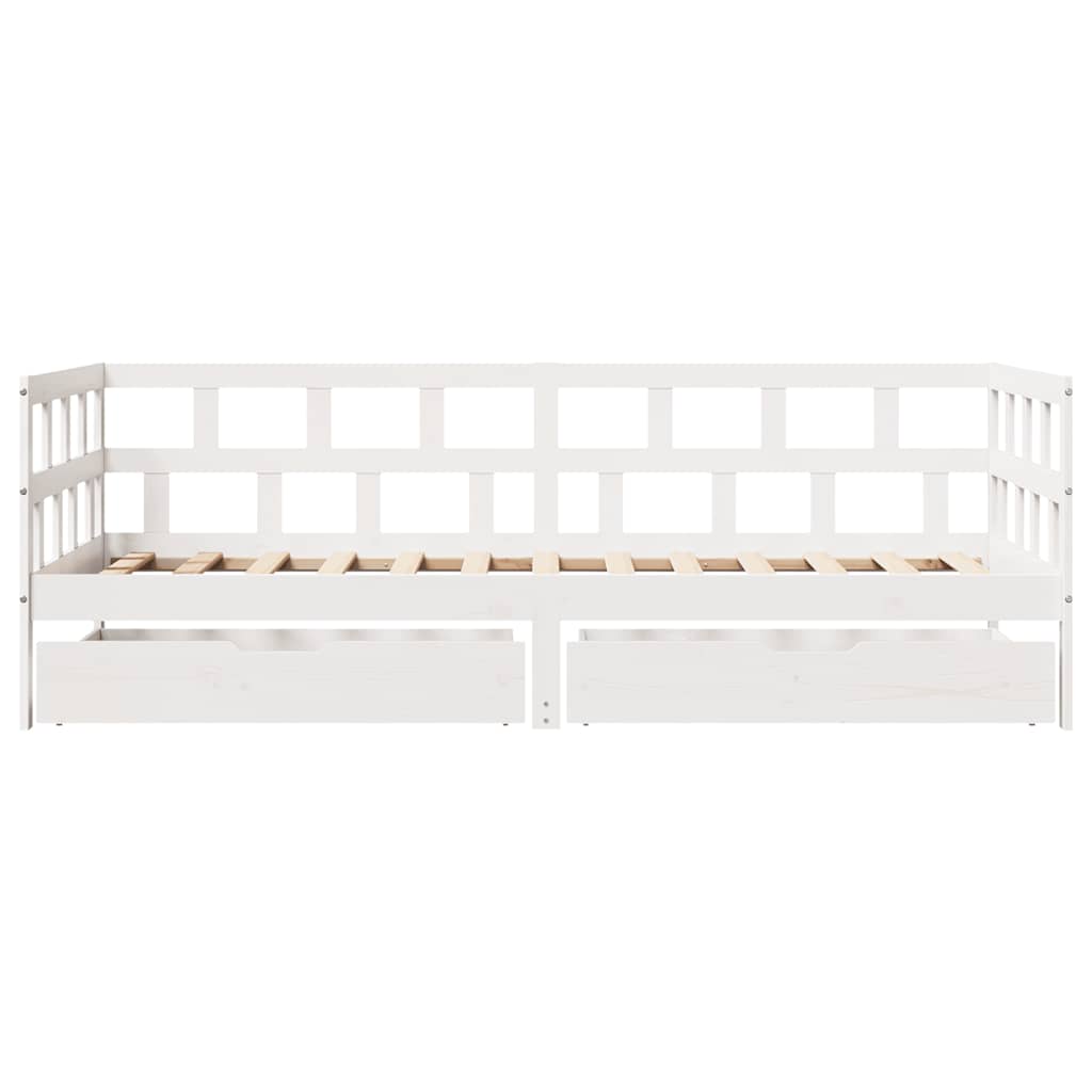 Daybed with Drawers without Mattress White 90x200 cm Solid Wood - Bargainia.com - 