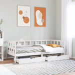 Daybed with Drawers without Mattress White 90x200 cm Solid Wood - Bargainia.com - 