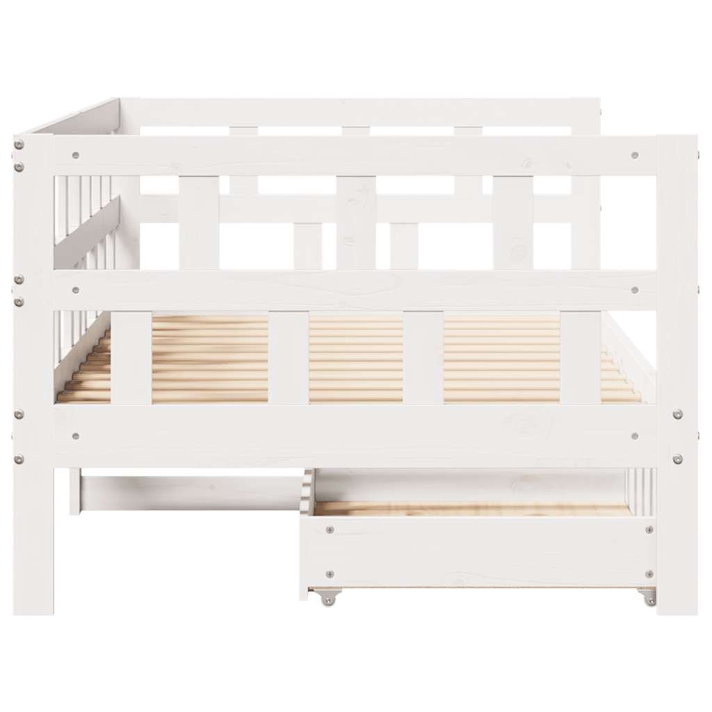 Daybed with Drawers without Mattress White 90x200 cm Solid Wood - Bargainia.com - 