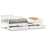Daybed with Drawers without Mattress White 90x200 cm Solid Wood - Bargainia.com - 