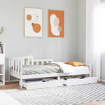Daybed with Drawers without Mattress White 90x200 cm Solid Wood - Bargainia.com - 