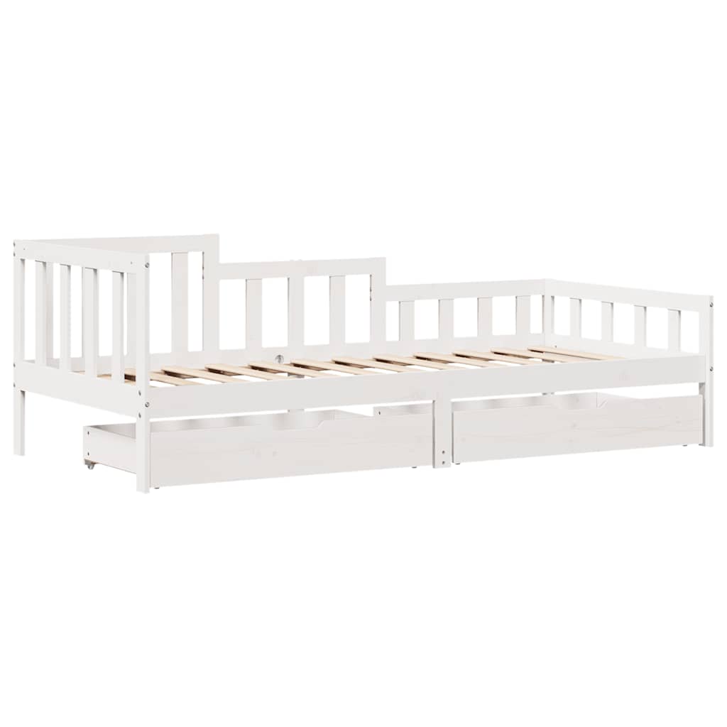 Daybed with Drawers without Mattress White 90x200 cm Solid Wood - Bargainia.com - 