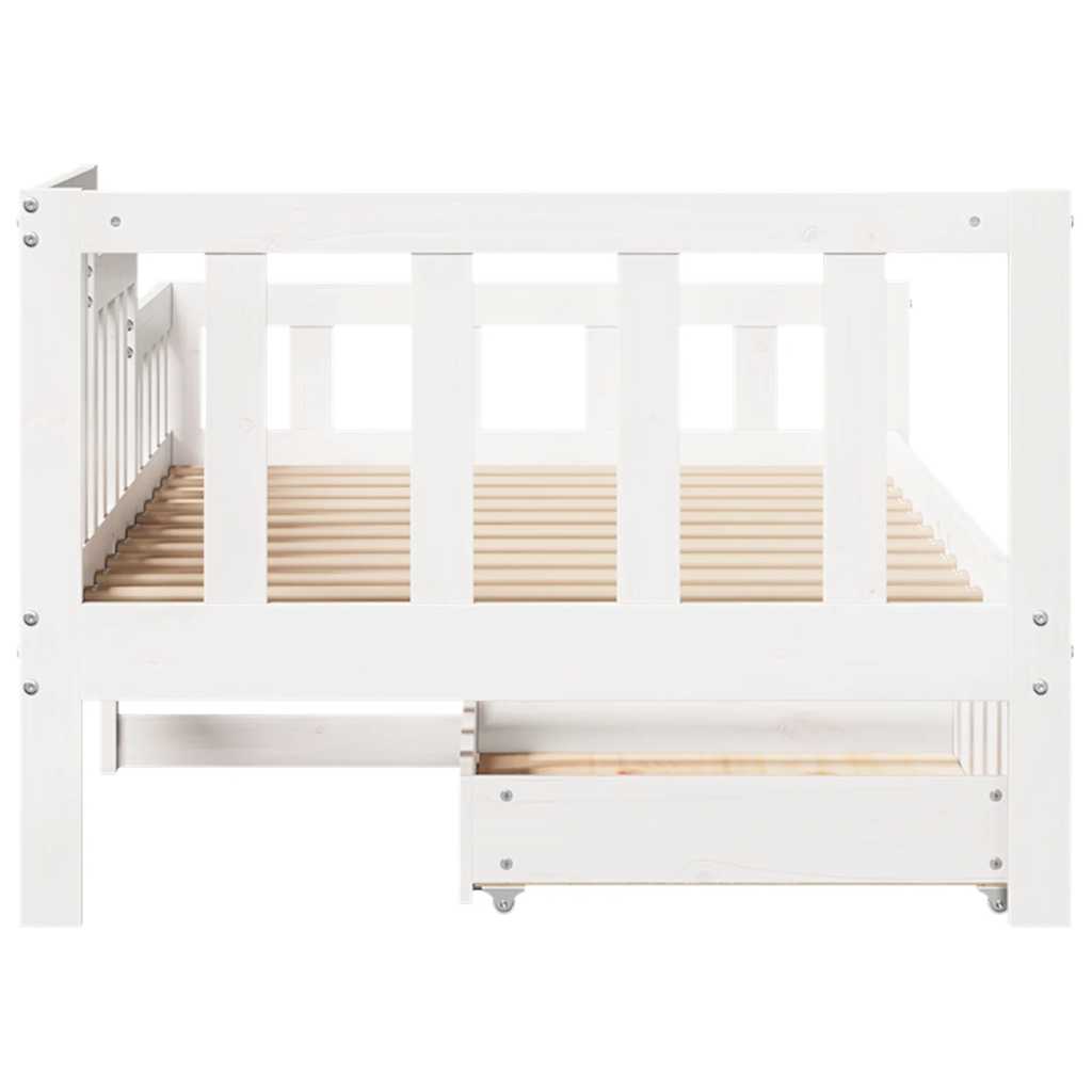 Daybed with Drawers without Mattress White 90x200 cm Solid Wood - Bargainia.com - 