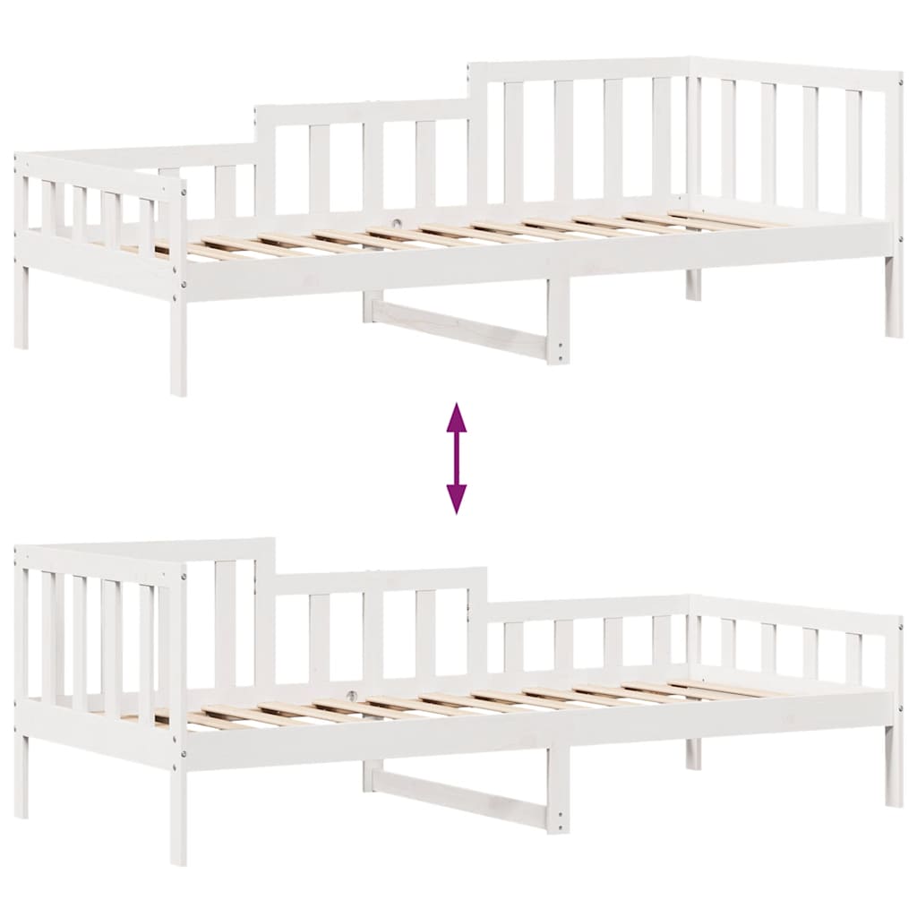 Daybed with Drawers without Mattress White 90x200 cm Solid Wood - Bargainia.com - 