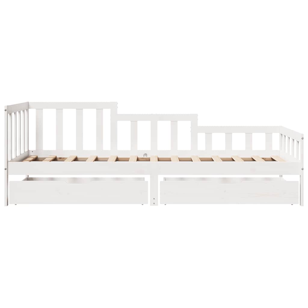 Daybed with Drawers without Mattress White 90x200 cm Solid Wood - Bargainia.com - 