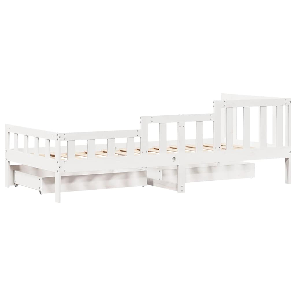 Daybed with Drawers without Mattress White 90x200 cm Solid Wood - Bargainia.com - 