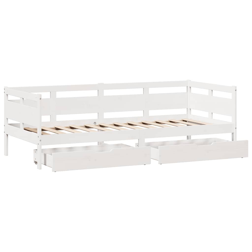 Daybed with Drawers without Mattress White 90x200 cm Solid Wood - Bargainia.com - 