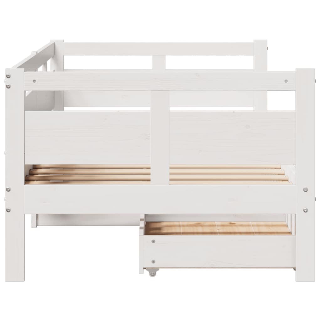 Daybed with Drawers without Mattress White 90x200 cm Solid Wood - Bargainia.com - 