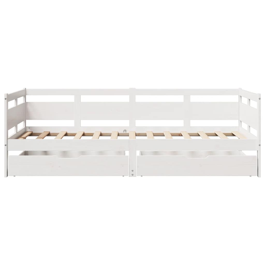 Daybed with Drawers without Mattress White 90x200 cm Solid Wood - Bargainia.com - 