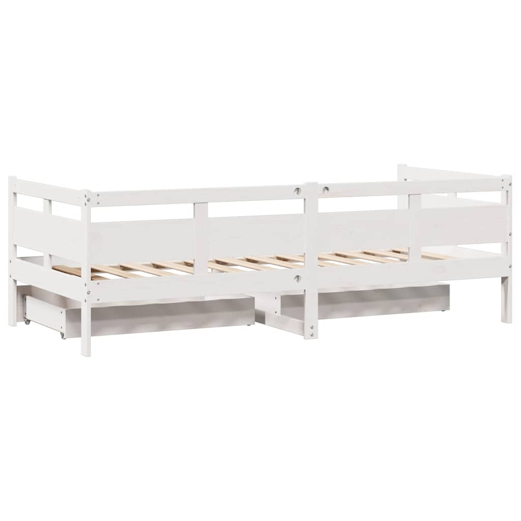 Daybed with Drawers without Mattress White 90x200 cm Solid Wood - Bargainia.com - 