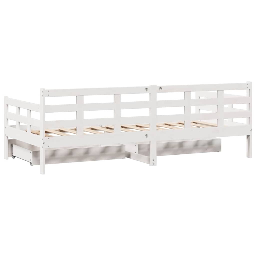 Daybed with Drawers without Mattress White 90x200 cm Solid Wood - Bargainia.com - 