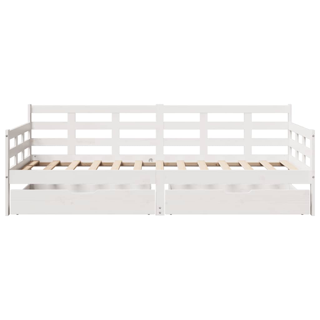 Daybed with Drawers without Mattress White 90x200 cm Solid Wood - Bargainia.com - 